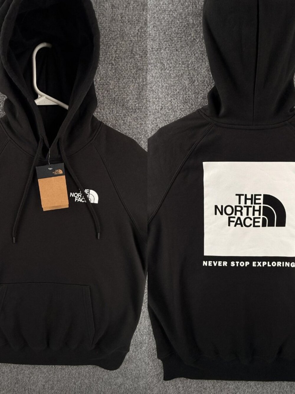 NWT North Face Back Graphic Hoodie Black White Medium Pullover Fleece Drawstring
